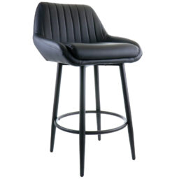 Elama Modern Faux Leather Tufted Bar Stool in Black